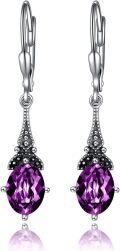 wholesale Sterling Silver Austrian Crystal Vintage Drop Dangle Leverback Earrings-0-65
