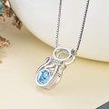 wholesale Sterling Silver Birthstone Cat Pendant Necklace for Women-0-10