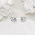 wholesale 925 Sterling Silver Angel Wing CZ Heart Stud Earrings for Women Birthdays-0-1