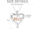 wholesale 925 Sterling Silver I Love You Mom Heart Pendant with Cubic Zirconia for Women Girls Gifts-0-4