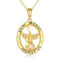 wholesale 14k Gold Saint Michael Protect Us Winged Angel Oval Pendant Necklace-0-0
