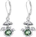 wholesale 925 Sterling Silver Green Moss Agate & Moonstone Mushroom Drop Earrings for Women-0-0
