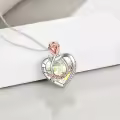 TOUPOP Sterling Silver Crystal I Love You Rose Flower Heart Necklace-0-4