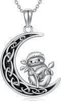 wholesale 925 Sterling Silver Panda on the Moon Pendant Necklace-0-0