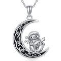 wholesale 925 Sterling Silver Sloth on Crescent Moon Charm Pendant Necklace-0-0