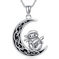 wholesale 925 Sterling Silver Sloth on Crescent Moon Charm Pendant Necklace-Sloth
