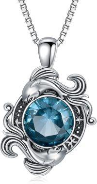 wholesale Metal Stone Zodiac Necklace Constellation Pendant Horoscope Gift for Women-Pisces(March)