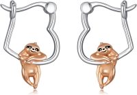 wholesale 925 Sterling Silver Rose Gold Sloth Charm Hoop Earrings for Women Girls Gift Idea-Sloth Earrings