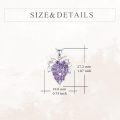 wholesale 925 Sterling Silver Purple Crystal Grape Vine Leaf Pendant Necklace for Women Gifts-0-5