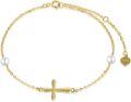 wholesale 14K Gold Chain with Pearl and Cross Charm Bracelet for Women - Confirmation Gift Idea-0-0