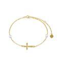 wholesale 14K Gold Chain with Pearl and Cross Charm Bracelet for Women - Confirmation Gift Idea-0-0