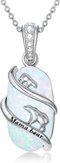 wholesale Sterling Silver Opal Animal Pendant Necklace Bear Panda Cat Koala Sloth Cardinal Unicorn Gift for Women Mom-0-6