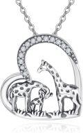 wholesale 925 Sterling Silver Giraffe Family Pendant Necklace Summer Beach Jewelry for Women-0-0