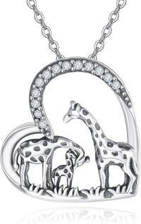 wholesale 925 Sterling Silver Giraffe Family Pendant Necklace Summer Beach Jewelry for Women-Giraffe Family