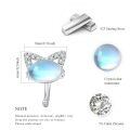wholesale 925 Sterling Silver Cat Ear Clip Earrings White Gold Plated Blue Moonstone Cz Accents-0-1