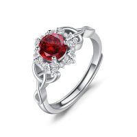 wholesale 925 Sterling Silver Rings Wholesale With Pink Crystal Center Stone Surrounding Diamonds-01-January