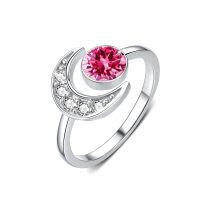 wholesale 925 Sterling Silver Moon And Stars Rings Wholesale With Amethyst And Clear Crystals Elegant Open Band Design-july birthstone