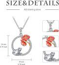 wholesale 925 Sterling Silver Flower and Frog Charm Pendant Necklace with Red Enamel Accents-0-4