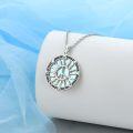 wholesale 925 Sterling Silver Round Luminous Sun & Peace Symbol Pendant Necklace for Women-0-1