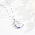 wholesale 925 Sterling Silver Moon & Dancer Pendant Necklace for Women Girls Yoga Fitness Gift-0-3