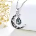 wholesale 925 Sterling Silver Crescent Moon with Amethyst Pendant Necklaces for Women s 45cm Chain Length-0-13
