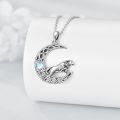wholesale 925 Sterling Silver Moonstone Wolf Pendant Necklace-0-2