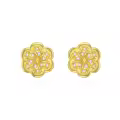 wholesale 925 Sterling Silver Plated Gold Flower Stud Earrings Wholesale with Cubic Zirconia - Elegant Floral Design for Women's Fashion Accessories-0-0