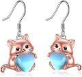 wholesale 925 Sterling Silver Heart-Shaped Moonstone Cat Dangle Earrings for Women - Adorable Stud  Idea-0-0