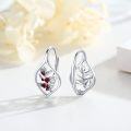 wholesale 925 Sterling Silver Red Crystal Holly Leaf Leverback Earrings for Women & Girls - Mothers Day Gift-0-5