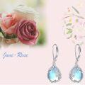 wholesale 925 Sterling Silver Blue Moonstone Rose Vine Filigree Teardrop Dangle Leverback Earrings-0-2