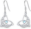 wholesale 925 Sterling Silver Opal Triquetra Trinity Knot Drop Dangle Leverback Earrings - Moonstone Celestial  for Women Girls-0-0