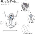 wholesale 925 Sterling Silver Anchor Nautical Pendant Necklace with Rope Detail and Blue Crystal Centerpiece for Women Men  47cm Chain Length-0-3