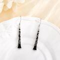 wholesale 925 Sterling Silver Clarinet Black Enamel Drop Earrings For Music Lovers-0-2