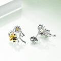 wholesale 925 Sterling Silver Bee and Flower Drip Stud Earrings - Unique Gift for Her-0-3