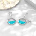 wholesale 925 Sterling Silver Round Genuine Turquoise Drop Earrings for Women-0-2