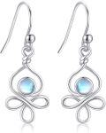 wholesale 925 Sterling Silver Moonstone Celtic Knot Drop Dangle Leverback Earrings-0-0