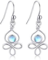 wholesale 925 Sterling Silver Moonstone Celtic Knot Drop Dangle Leverback Earrings-Trinity Earrings Irish