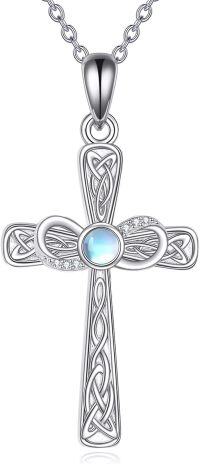 wholesale 925 Sterling Silver Celtic Knot Moonstone Cross Pendant Necklace for Women - Religious s-Cross-Moonstone