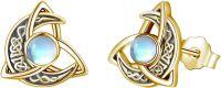 wholesale 925 Sterling Silver Celtic Moonstone Triquetra Stud Earrings - Vintage Good Luck  for Her-K-Gold Celtic Moonstone