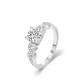 TOUPOP Sterling Silver Moissanite Solitaire Engagement Ring Wedding Band-0-0