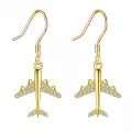 wholesale 14K Gold Airplane Dangle Earrings with Cubic Zirconia for Women-0-0
