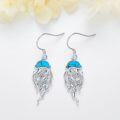 wholesale 925 Sterling Silver Turquoise Jellyfish Dangle Earrings with Blue Crystal Accents-0-2