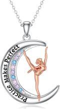 wholesale 925 Sterling Silver Rainbow Crystal Ballerina Moon Necklace-0-0