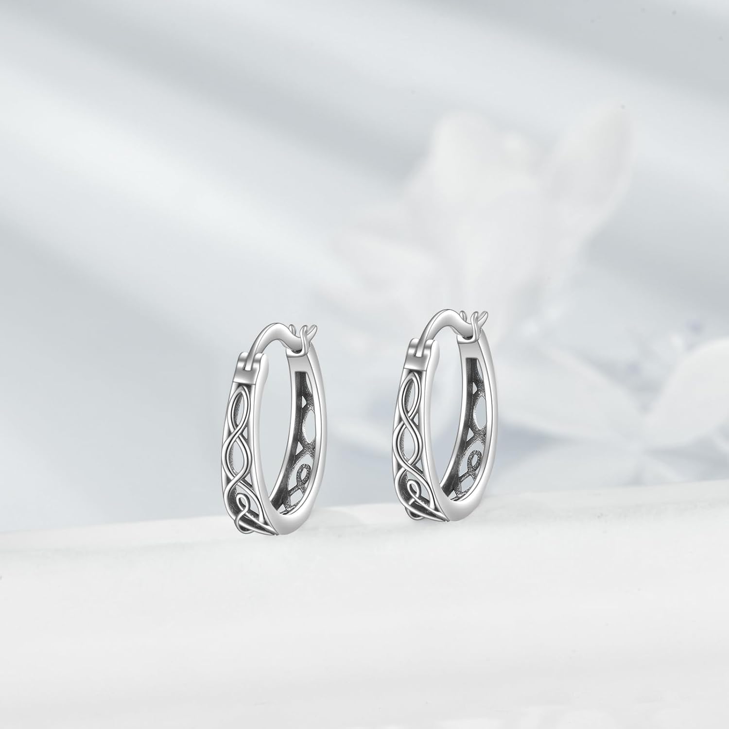 wholesale 925 Sterling Silver Celtic Knotwork Hoop Earrings 14mm Diameter-0-1