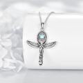 wholesale 925 Sterling Silver Moonstone Star & Angel Wing Cross Necklace for Women Girls Christian Gifts Jewelry-0-3
