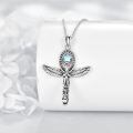 wholesale 925 Sterling Silver Moonstone Star & Angel Wing Cross Necklace for Women Girls Christian Gifts Jewelry-0-3
