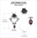 wholesale 925 Sterling Silver Metal Gothic Rose Heart Pendant with Garnet Gemstone Chain Necklace-0-3