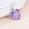 wholesale 925 Sterling Silver Purple Crystal I Love You Forever Necklace - 0.89 Pendant with 18 Chain - Hypoallergenic Gift for Women-0-2