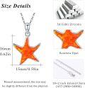wholesale 925 Sterling Silver Orange Opal Starfish Pendant Necklace Sea Life Jewelry for Women Girls 45cm Chain Length-0-3