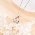 wholesale 925 Sterling Silver Heart-Shaped Red Crystal Pendant Necklace with Family of Four Design - Mother's Day Gift for Mom and Daughter/Son-0-4